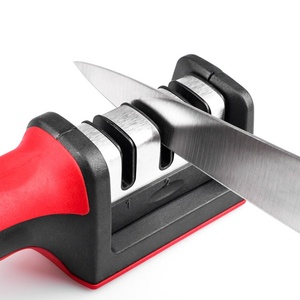 Aiguiseur de couteaux manuel 3 étapes en acier et diamant, aiguiseur de couteaux professionnel, outils d'affûtage pour la cuisine - Product Image 2