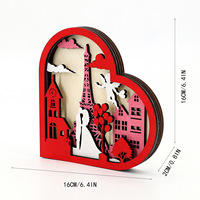 Sculpture en bois pour la Saint-Valentin Ornements en bois romantiques pour la décoration de la maison Décoration de table Cadeaux «Love» sur le thème pour les amoureux