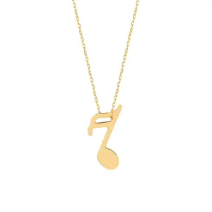 Music Note Necklace 14 18 24K Gold Plated Musician Musical Pendant Necklaces Delicate Music Themed Stainless Steel Jewelry