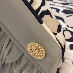Poltrona di Design Italiana Moderna e Lussuosa in Pelle con Frange e Nappine per Casa, Ufficio e Soggiorno - Product Image 4