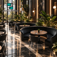 Sièges de restaurant en velours noir rembourrés, table et chaises en bois, mobilier de salle à manger d'hôtel, personnalisable, fabricant OEM en gros