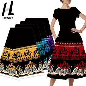 Vải Polyester Kỹ Thuật Số In Hình Henry Micronesia Cho Quần Áo Đầm Váy Màu Đen Vải Mumu Giá Tốt