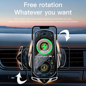 Support de <span class=keywords><strong>charge</strong></span> rapide sans fil pour voiture intelligente 15W, support de montage à ouverture/fermeture automatique par <span class=keywords><strong>induction</strong></span>, rotation à 360 degrés, compatible avec la ventilation - Product Image 4