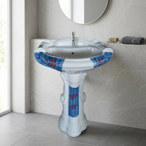 Lavabo en céramique à piétement complet, très demandé, pour salle de bain, hôtel, hôpital et usage commercial - Product Image 3