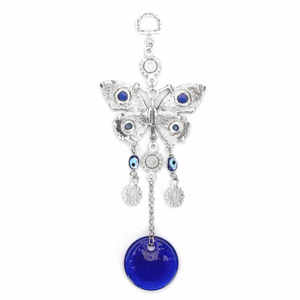 Pingente de Parede em Vidro Azul Turco com Olhos Malignos 20*8cm, Amuleto de Proteção da Mão de <span class=keywords><strong>Hamsa</strong></span> para Decoração de Casa, Carro e Escritório - Product Image 5