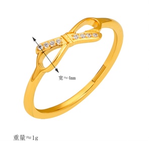 Fashion Dainty <b>Crystal</b> Bowknot Gold Plated Stainless Steel Hollow Zircon Bow Tie <b>Rings</b> for Women - Product Image 5