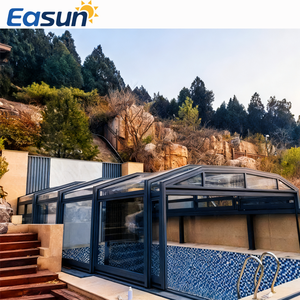 Struktur Atap Motor Berbahan Aluminium dengan Kaca Low-E Retractable Modern untuk Ruang Makan, Tahan Lama untuk Luar Ruangan - Product Image 3