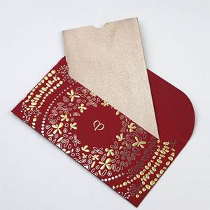 Sobre <span class=keywords><strong>de</strong></span> Cartón Rojo <span class=keywords><strong>de</strong></span> Lujo con Estampado Dorado en Relieve, Logotipo Personalizado, Porta Tarjetas <span class=keywords><strong>de</strong></span> Regalo <span class=keywords><strong>de</strong></span> Papel Premium, Elegante Sobre para Invitaciones <span class=keywords><strong>de</strong></span> <span class=keywords><strong>Boda</strong></span> - Product Image 1