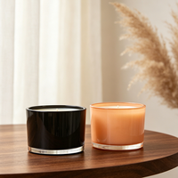 Bougeoir en verre de luxe minimaliste à base lourde, finition mate crème ambrée, réutilisable, écologique, pour la maison et l'hôtellerie