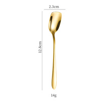 Cuillères à café et fourchettes à fruits en acier inoxydable 304 de qualité supérieure, tête carrée, pour gâteaux, amuse-gueules, revêtement PVD doré durable