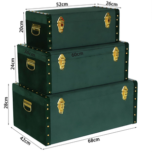 Tùy Chỉnh Sang Trọng Màu Xanh Lá Cây Nhung Lưu Trữ Thân Cây Thiết Lập Stackable Trang Trí Tổ Chức Thân Cây Với Vàng Phần Cứng - Product Image 2