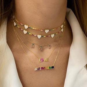 Semplice arcobaleno <span class=keywords><strong>Bar</strong></span> collana quadrato <span class=keywords><strong>Cz</strong></span> geometrico Minimal placcato oro delicato ciondolo collo gioielli moda Largo 2023 - Product Image 5