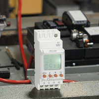 RELETEK Timer Digital Miniatur Daya Tinggi Din-rail Programmable AC/DC 220V-240V 50/60HZ Layar LCD Relay Kontak Tembaga 20A