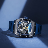 Montre Homme Automatique de Luxe 2026, Cadran Bleu Tendance, Bracelet en Silicone, Montres Mécaniques de Mode