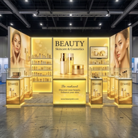Stand d'exposition modulaire rétroéclairé 10 x 20 pieds pour salon professionnel, avec boîte à lumière et toile de fond, idéal pour les cosmétiques et les soins de la peau