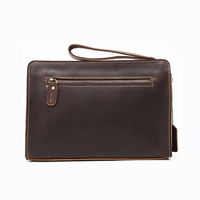 Vente en gros de portefeuilles de téléphone marron vintage personnalisés pochette en cuir de vachette véritable Crazy Horse pleine fleur pour hommes