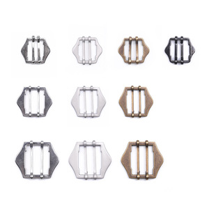 Metal Three Position Buckle Alloy Adjustable Bar Buckle For Bags Silver White Pearlescent Bronze Gun Black Polygon Shape - Product Image 3