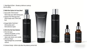 럭셔리 블랙 실버 30ml-300ml 헤어 케어 세트, 수분 공급, 손상모 케어 및 딥 클렌징을 위한 스프레이 병, 스퀴즈 튜브, 드롭퍼 - Product Image 4