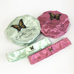 Tissu africain imprimé à la cire design unisexe <span class=keywords><strong>bonnet</strong></span> satin doublé longue bande <span class=keywords><strong>cheveux</strong></span> imperméable chapeau de douche support design personnel - Product Image 1