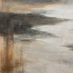 Peinture à l'huile originale de paysage côtier minimaliste de Misty Shores, art mural de plage sereine encadré sur toile, art mural peint à la main - Product Image 3