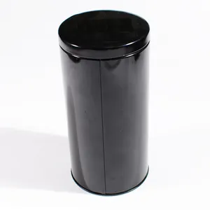 热卖定制圆形黑色金属茶叶锡罐食品级饼干糖果茶叶包装盒锡罐储存容器罐