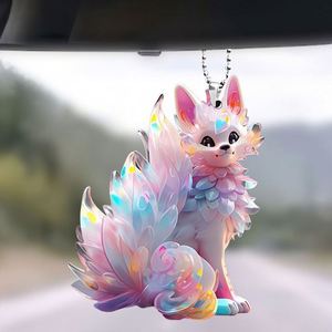 Manufacturer Wholesale 2D <b>Acrylic</b> Pendant Animal Fox Dog Car Rearview <b>Mirror</b> Decoration Keychain UV Printing Custom - Product Image 2