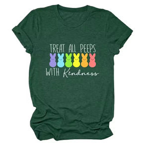 Hot-selling fashion cute and <b>fun</b> treat all peeps <b>ladies</b> round neck short-sleeved <b>T</b>-<b>shirt</b> wholesale - Product Image 1