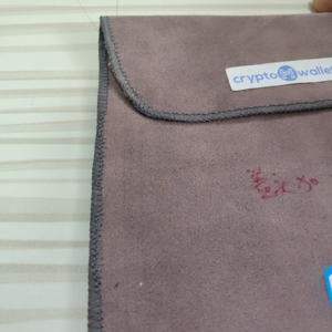 <span class=keywords><strong>Pochette</strong></span> enveloppe personnalisée en suède violet avec étiquette tissée, sac de protection fin pour portefeuilles de crypto-monnaies et gadgets technologiques - Product Image 4