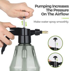 Bouteille de pulvérisation de brume fine en plastique gris 1L brumisateur de plante à pression à main avec pompe supérieure pulvérisateur d'eau vide arrosoir - Product Image 5