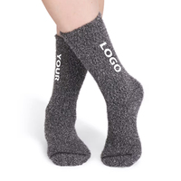 Chaussettes douillettes personnalisées avec logo, chaussettes de mollet moelleuses et confortables pour femme, chaudes pour l'automne et l'hiver, avec bordure intégrée