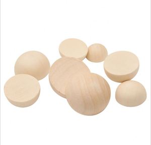 Perles rondes en bois inachevées Demi boules de bois naturelles pour l'artisanat de bricolage - Product Image 5