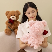 Groothandel 30cm Teddybeer met Roos Zachte Pluche Beer Pop Knuffeldier Speelgoed Valentijnsdag Decoratie Cadeaus Feestdag Cadeau