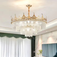 Nouvelle lampe lustre en cristal de luxe, style couronne, pour salon, salle à manger, chambre à coucher