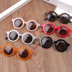 Retro Round Frame Kids Sunglasses for 2-6 Years Old Fashion UV Protection Jelly Color Boys Girls Shade Sun Glasses