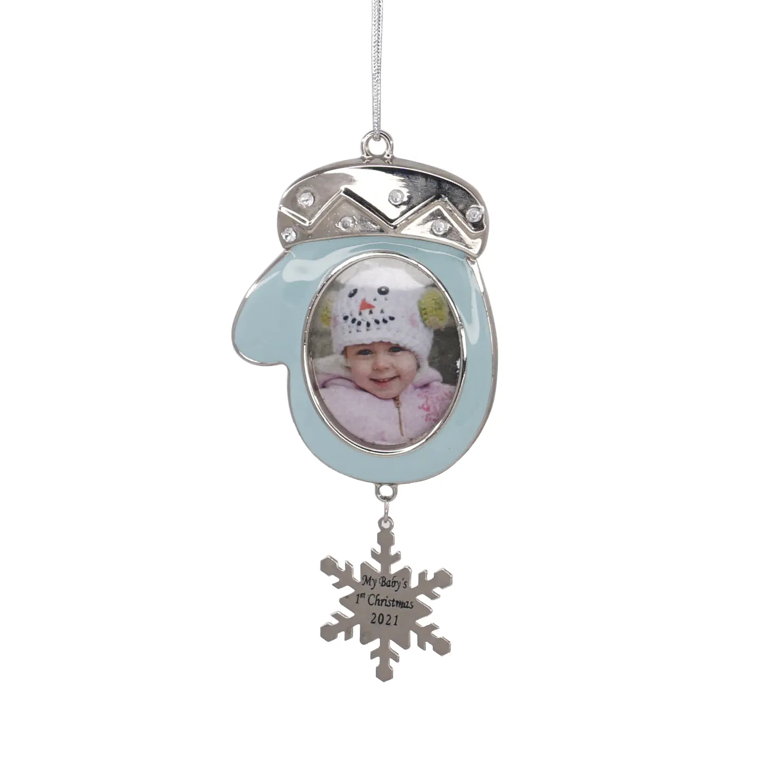 Regalo de primer año para bebé, adornos de decoración para la familia y el hogar, marco de fotos de Metal, adornos para regalo de bebé, adorno de árbol de Navidad