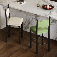 Tabouret de bar en bois massif de luxe léger pour la maison, le salon et la cuisine, chaise haute en lin, chaise de bar design haut de gamme avec dossier