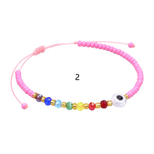 Braccialetto da donna con perline di vetro colorate, occhio turco, regolabile, con perline rosse e blu, portafortuna, regalo per l'amicizia - Product Image 4