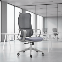 Chaise de bureau ergonomique pivotante à dossier haut en maille noire moderne, confortable, réglable en hauteur, base en acier, vente directe d'usine