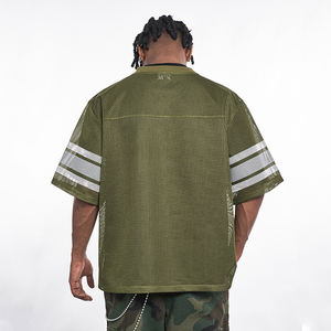 Camiseta de Hombre de Algodón Pesado de Alta Calidad, Estilo Urbano, Corte Holgado, Cuello en V, Manga Corta, Transpirable, Estilo Fútbol - Product Image 4