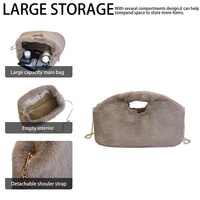 Tas Selempang Wanita Bulu Imitasi, Tas Clutch Lembut Berbulu dengan Tali Rantai Emas, Tas Bahu Fashion, Tas Selempang, Tas Tangan Bulu Imitasi Ramah Lingkungan