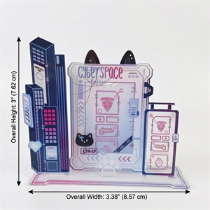 Support de Présentation de Cartes en Acrylique Néon Cyberpunk Personnalisé OEM/ODM, Cadre 3D Esthétique Techwear, Accessoire de Bureau, Cadeau Idéal - Product Image 4
