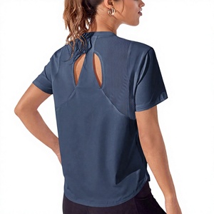 Hauts de sport légers pour femmes, col rond, coupe ajustée, respirants, manches courtes, extensibles dans quatre directions, pour le yoga et la gym - Product Image 2