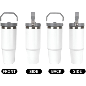 Custom logo 30 oz <b>Travel</b> Coffee <b>Mug</b> Stainless Steel 30oz Thermal 30oz Cup Flip <b>Straw</b> Tumbler with Handle - Product Image 4