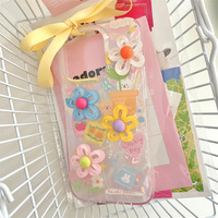 Coque de téléphone 3D motif fleur et chat, double couche antichoc en acrylique, style Ins, protection de haute qualité, nettoyage inclus