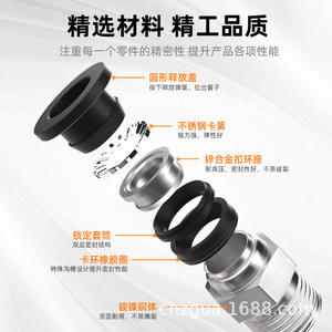 Connecteur PC 8-02 plaqué nickel noir, connexion rapide droite, tuyau en cuivre bleu pour pièces pneumatiques, connecteur en cuivre bleu - Product Image 2