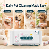 Lingettes humides pour animaux de compagnie, parfumées aux herbes, désodorisantes, sans rinçage, pour chiens et chats, élimination des taches de larmes, soin corporel, vente en gros, 80 lingettes