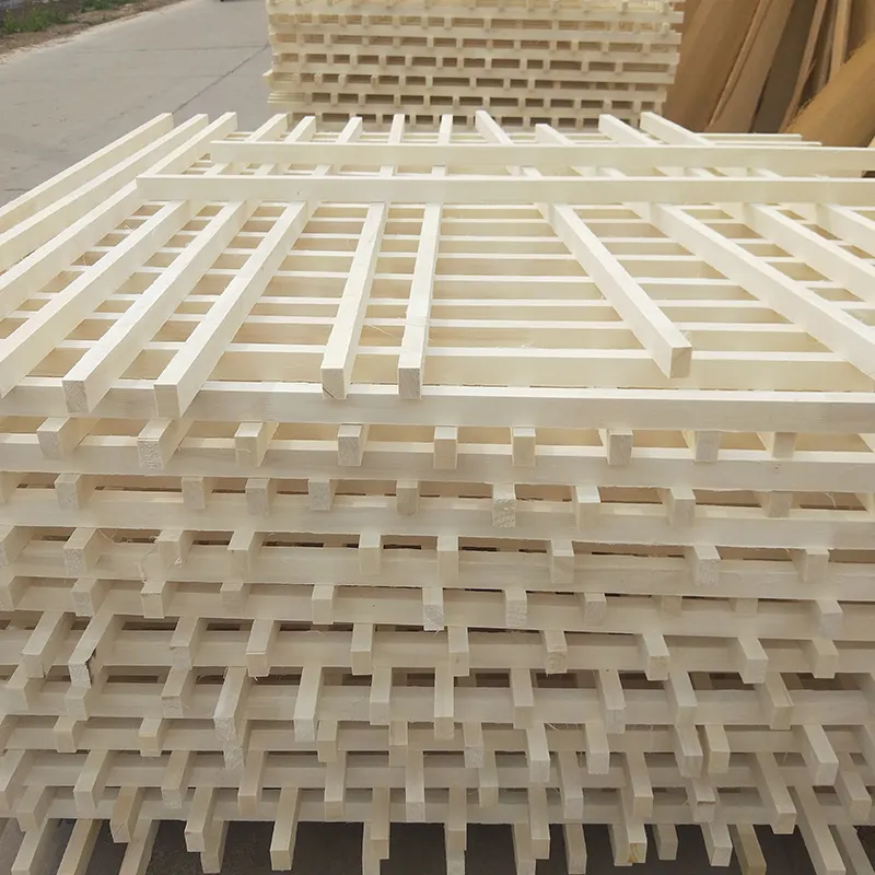 ポールパネルとストリップパネルポプラ材で無垢材のベッドを作る卸売カスタムサイズ