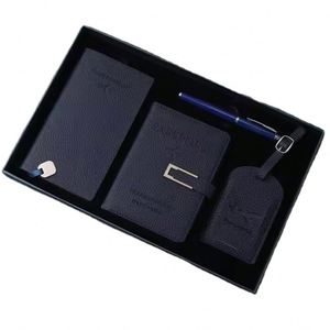 Wholesale Custom Leather Luxury Promotional Corporate Passport Holder Travel <b>Suitcase</b> Tag Travel Notebook Gift <b>Box</b> Set Pen Gifts - Product Image 1