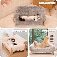 Canapé pour chat en bois massif, luxueux et moelleux, avec support en forme de H, pour toutes les saisons, idéal pour le salon et la chambre à coucher