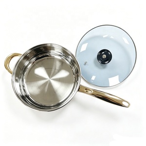 Ensemble de 3 casseroles empilables en acier inoxydable de 26 cm/28 cm/30 cm, avec couvercle en verre bleu - Product Image 2
